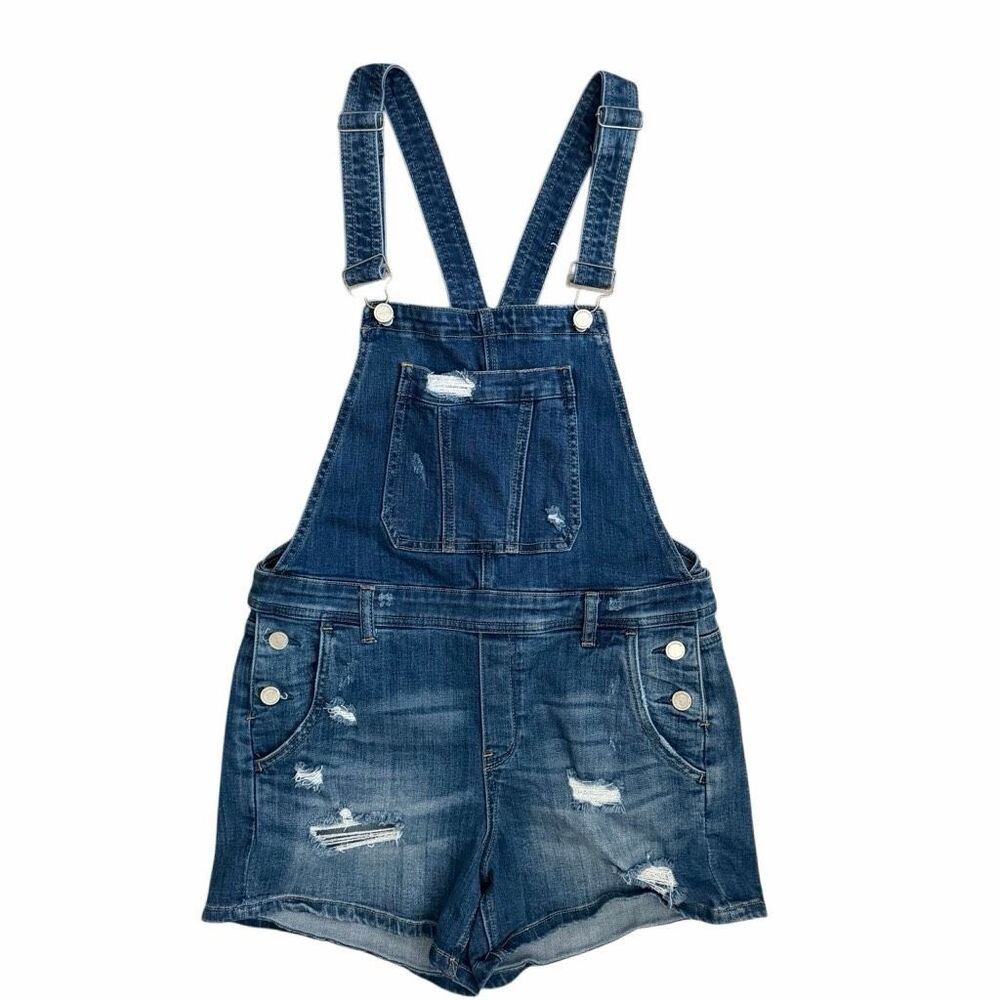 Blanknyc Distressed Shortalls Denim Overalls Sz 30 Medium